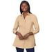 Plus Size Women's Poplin Tunic by Jessica London in New Khaki (Size 12) Long Button Down Shirt