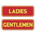 Signs ByLITA Standard Ladies Gentlemen Restroom Sign Set - Black/Gold Small 2" X 6" Plastic in Red/Yellow | 2.5 H x 7 W x 1 D in | Wayfair