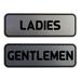 Signs ByLITA Standard Ladies Gentlemen Restroom Sign Set - Black/Gold Small 2" X 6" Plastic in Gray | 3 H x 9 W x 1 D in | Wayfair AQS-LGRS-LSLVR