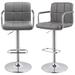 Latitude Run® Amjed Swivel Adjustable Height Bar Stool Upholstered/Leather/Metal/Faux leather in Gray | 17.75 W x 17.75 D in | Wayfair