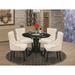 Canora Grey Mckinzie 4 - Person Rubberwood Solid Wood Dining Set Wood/Upholstered in White | Wayfair 208D734CE8AB4C52801F1748DFF3F787