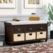 Rosecliff Heights Erikson Drawers Storage Bench Solid + Manufactured Wood in Black/Brown | 18.7 H x 40.6 W x 15.4 D in | Wayfair