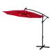Arlmont & Co. Jimson 10 Ft Hanging Offset Cantilever Outdoor Patio Umbrella w/ Solar LED Lights & Base Stand Metal in Red | 103 H x 116 W in | Wayfair