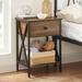 Trent Austin Design® Kempst Nightstand Wood Bedside Table Small Nightstand w/ Drawer & Shelf for Bedroom, Living Room, Dorm Wood/Metal | Wayfair