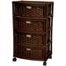Bay Isle Home™ Chelsey 4 Drawer Rolling Storage Chest Solid Wood/Wicker in Brown | 29.5 H x 17.25 W x 13 D in | Wayfair