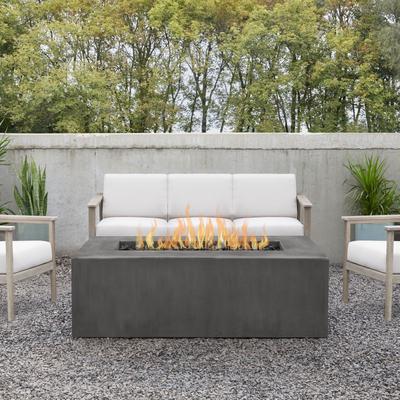 Provo Casual Rectangle Natural Gas Fire Table in Carbon by Jensen - 60 x 30 x 19