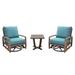 Courtyard Casual Avalon FSC Teak 3 Piece Motion Balcony Set with 2 Swivel Gliders and 1 Square End Table