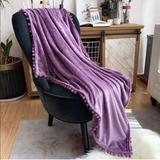 Urban Outfitters Bedding | - Pompom Fringe Boho Chic Cozy Soft Throw Bl | Color: Purple | Size: Os