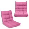 Costway 14-Position Adjustable Folding Lazy Gaming Sofa-Pink