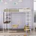 Nestfair Twin Metal Loft Bed with 2 Shelves and Desk