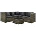 Anself 4 Piece Outdoor Conversation Set Cushioned 2-Seater Sofa with Corner Sofa and Coffee Table Sectional Sofa Set Gray Poly Rattan Garden Patio Pool Backyard Balcony Lawn Furniture