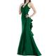 Stillluxury Straps Open Back Mermaid Pageant Prom Dresses Ruffles Fishtail Satin Evening Gown Green Size 6