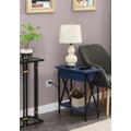 Tucson Flip Top End Table with Charging Station and Shelf in Cobalt Blue/Black - Convenience Concepts 161859CBEBL