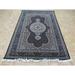Hand Knotted Black Mahi Tabrez with Wool & Silk Oriental Rug (5'11" x 8'7") - 5'11" x 8'7"