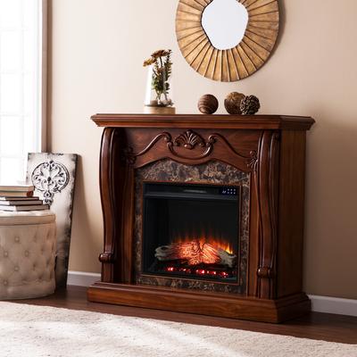 SEI Furniture Walnut Electric Fireplace - N/A