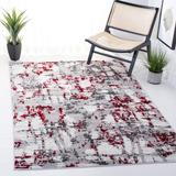 Gray/Red 79 x 79 x 0.35 in Area Rug - Ebern Designs Mascia Abstract Area Rug Polypropylene | 79 H x 79 W x 0.35 D in | Wayfair