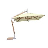 Bambrella Square Levante Side Wind Bamboo Cantilever Umbrella With Base, 11 Ft. - 3.4m SQ-SW-L-E | SWL-SYS2