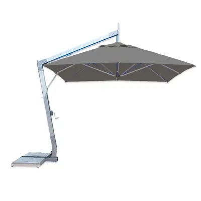 Bambrella Hurricane Square Side Wind Aluminum Cantilever Umbrella With Base, 11 Ft.