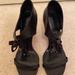 Burberry Shoes | Burberry Wedge Sandals Glass Heel Sz 37 | Color: Black | Size: 7