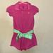 Polo By Ralph Lauren One Pieces | Baby Girls Polo Shirt Romper With Tie-Waist Belt | Color: Green/Pink | Size: 6mb