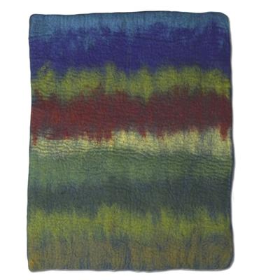 Dharma Dog Karma Cat Blue/Red Multi Ombre Wool Pet Mat, 24" L X 18" W, Small