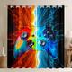 Gamer Room Curtains for Bedroom Boys Teens Video Game Gamepad Window Kids Toddler Gaming Noise Reducing Cooling Window Treatments Red Blue W66*L90