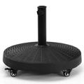 Costway 50 LBS Patio Wicker Style Resin Umbrella Base Stand Heavy Duty with Wheels