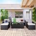 AOOLIVE 6-Piece Wicker PE Rattan Patio Sectional Set With Storage Table,Ottomans and Removable Cushions,Beige