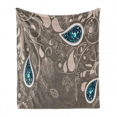 Pale Green Baby Blue Cozy Plush for Indoor and Outdoor Use 70 x 90 Ambesonne Floral Soft Flannel Fleece Throw Blanket Romantic Modern Abstract Flowers Ivy Leaves Blossoms Buds Print 