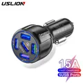 USLION-Mini chargeur de téléphone portable pour voiture LED charge rapide adaptateur tablette