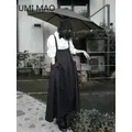 UMI MAO – jupe longue et noire pour femmes avec grandes poches Design japonais avec écharpe en