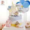 Décoration de gâteau d'anniversaire pour enfants belle couronne prince princesse château pour