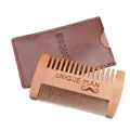 Kit de peigne à barbe Barba pour homme Peigne en bois avec étui en cuir PU Brosse à barbe Soin