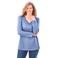 Plus Size Women's Perfect Long-Sleeve V-Neck Tee by Woman Within in French Blue (Size 4X) Shirt