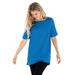 Plus Size Women's Perfect Cuffed Elbow-Sleeve Boat-Neck Tee by Woman Within in Bright Cobalt (Size 4X) Shirt