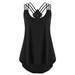 Womens tops time and tru tops tank tops for Women Ladies' Bandages Sleeveless Vest Top High Low Tank Top Notes Strappy Tank Tops