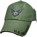 U.S. Air Force Wings Logo Tonal Washed Mens Cap [Olive Drab Green - Adjustable]