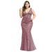 Ever-Pretty Women's Lace Embroidered Bodycon Plus Size Wedding Party Maxi Dress 78862 Orchid US22