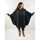 Cashmere Cape with Fur Trim/Cashmere Cape/Cashmere Capes/Cape/Capes/Fur Cape/Fur Capes for women/Capes and Shawls/Fur Caplet/Caplet/Coat/Poncho/Shrug/Ruana (Leather Trim-NAVY)