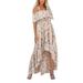 Women Summer Boho Ruffle Long Dress Party Holiday Beach Maxi Sundress Off Shoulder Floral Printed Dress Ladies Fashion High Low Hem Dresses