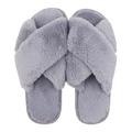 Fason Women Slippers, Plush Fuzzy Upper, Memory Foam Insole Grey 38-39