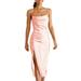 Niuer Spaghetti Strap Shirt Dress for Women Bodycon Cub Midi Dress Cowl Neck Sling Dress Nightout Cami Dress