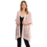 Sheer Embroidered Poncho, Sheer Cover Up, Pink Sheer Robe, Sheer Kimono, Women's Fashion, Beach Cover