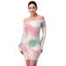 Women's Off-Shoulder Tie-Dye Full Sleeve Dress Matching Outfit Multi Pastel Large