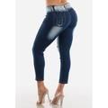 Womens Skinny Ankle Jeans Mid Rise Levanta Cola BUTT LIFTING Distressed Dark Ankle Jeans 10175J