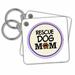 3dRose Rescue Dog Mom - Doggie mama by breed - paw print mum love - doggy lover - pet owner purple circle - Key Chains, 2.25 by 2.25-inches, set of 4