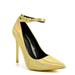 Shoe Republic LA Women's Dress Stiletto Pumps High Heels Pointed Toe Ankle Strap Shoes Paris Gold Size 5.5