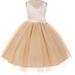 Flower Girl Dress Two Tone Knee Length V-Neck Lace Top for Little Girl Champagne 2 TR.1033