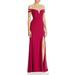 Aqua Womens Purple V Neck Off Shoulder Slit Formal Dress Gown Size Zero (0) $228