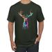 Wild Bobby, Colorful Paint Splatter Deer Head, Animal Lover, Men's Graphic Tees, Forest Green, 2XL